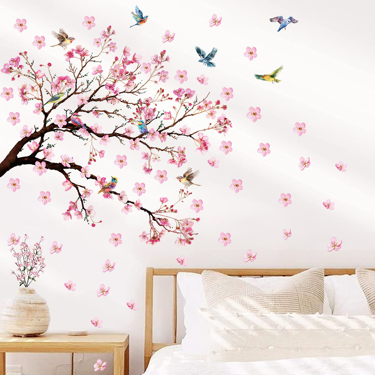 Baby Girl Nursery Quotes - 수채화 새 꽃 벽 스티커 침실