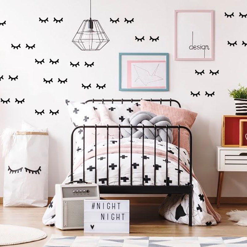 Baby Girl Nursery Quotes - 어린이 방 장식 속눈썹 벽 스티커,