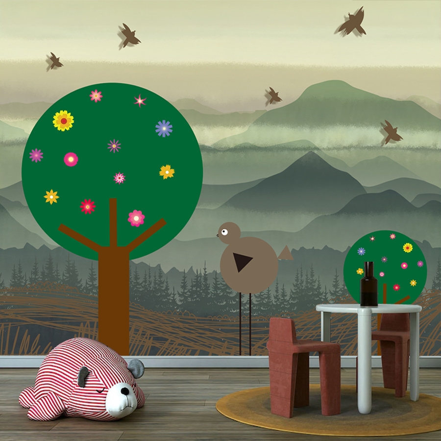 Baby Nursery Peel And Stick Wallpaper - 만화 맞춤형 간편 부착 벽지 숲