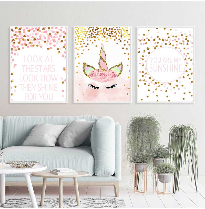 장식 그림 아기 소녀 침실 장식 핑크 유니콘 보육원 인 - Baby Girl Nursery Quotes 리뷰 및 가격