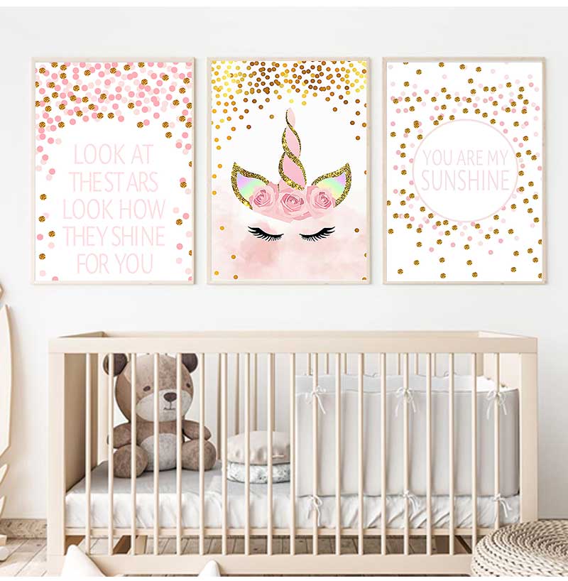 장식 그림 아기 소녀 침실 장식 핑크 유니콘 보육원 인 - Baby Girl Nursery Quotes 리뷰 및 가격