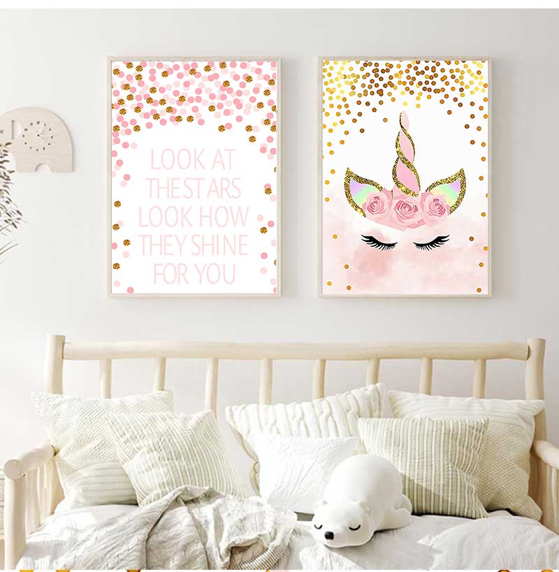 장식 그림 아기 소녀 침실 장식 핑크 유니콘 보육원 인 - Baby Girl Nursery Quotes 리뷰 및 가격
