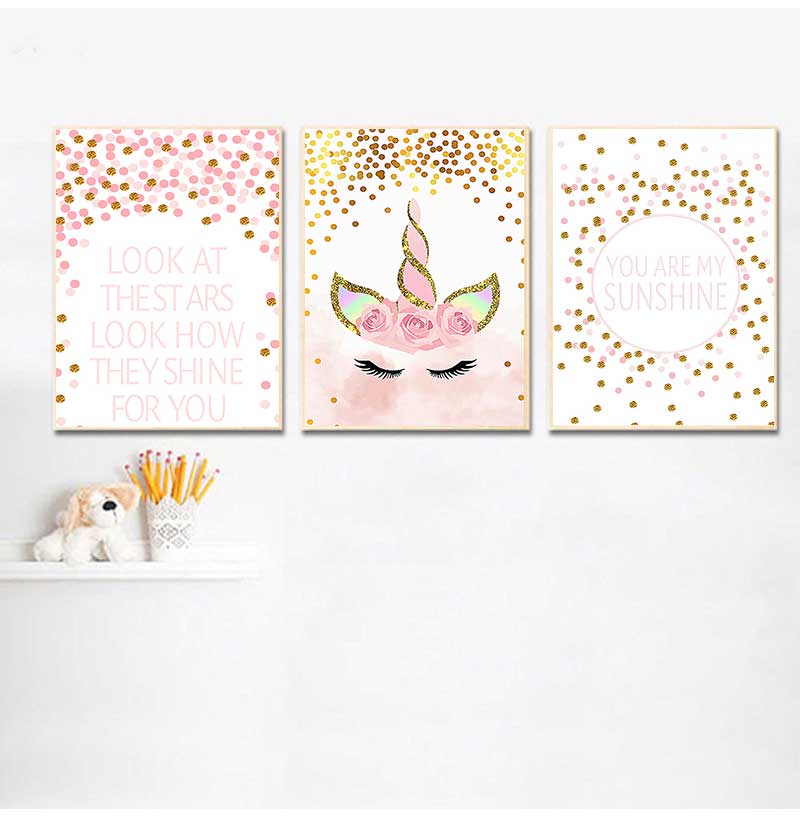 장식 그림 아기 소녀 침실 장식 핑크 유니콘 보육 따옴 - Baby Girl Nursery Quotes 리뷰 및 가격